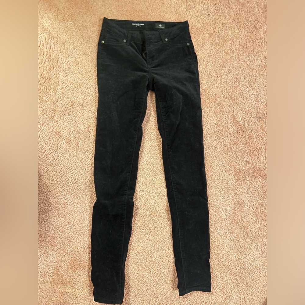 Black low waist velvet skinny jeans- kids 14/super skinny